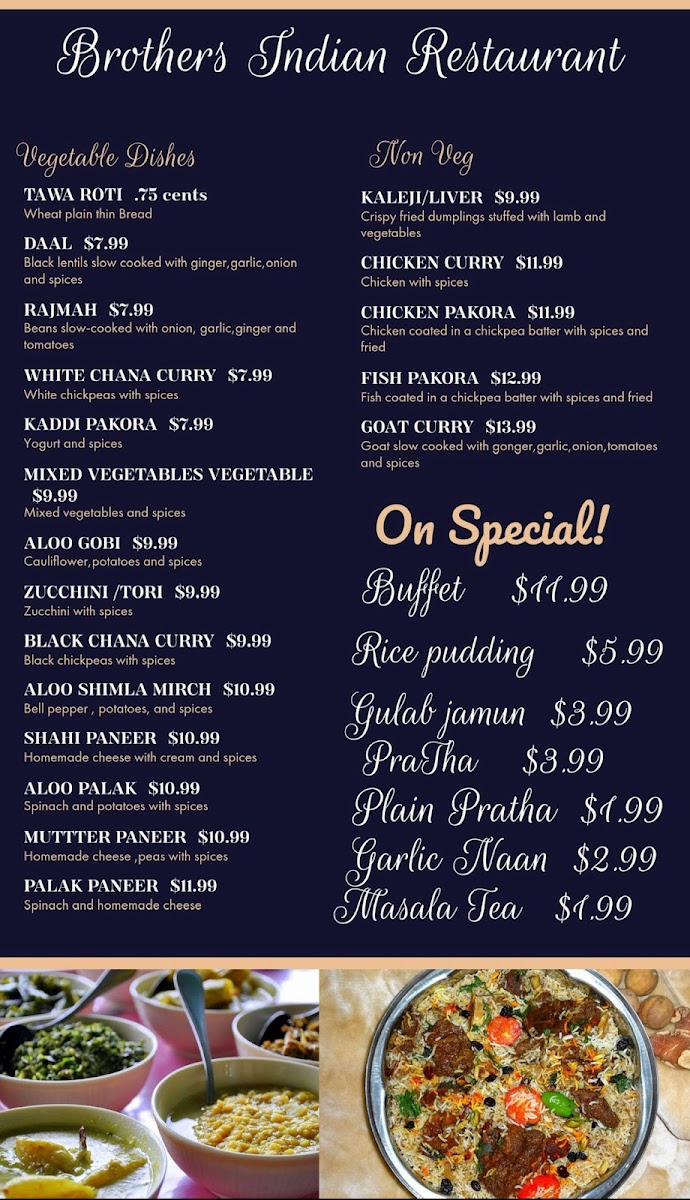 Brothers Restaurant/Punjabi Dhaba Menu - Image 1